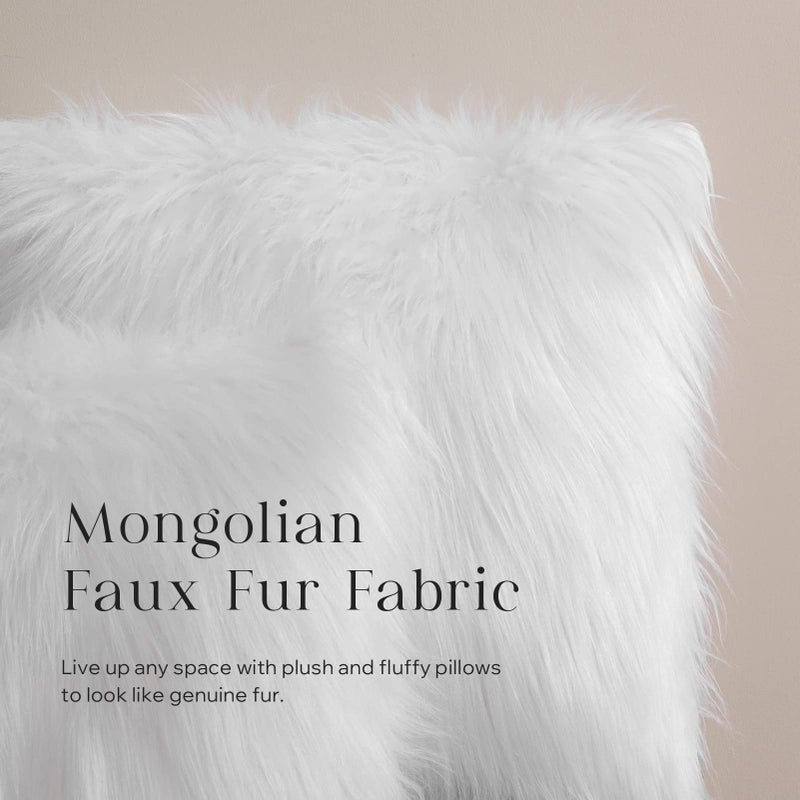 Phantoscope Pack of 2 Faux Fur Solid Throw Decorative Pillow Cover Cushion Covers Luxury Soft Decorative Pillowcase Fuzzy Pillow Covers for Bed/Couch,White 24 x 24 Inches - Image 3